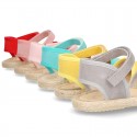 New Little girl soft canvas espadrilles with velcro strap.