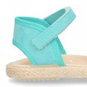 New Little girl soft canvas espadrilles with velcro strap.