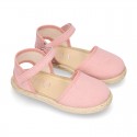 New Little girl soft canvas espadrilles with velcro strap.