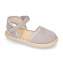 New Little girl soft canvas espadrilles with velcro strap.