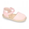 New Little girl soft canvas espadrilles with velcro strap.