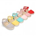 New Little girl soft canvas espadrilles with velcro strap.