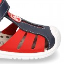 New Washable leather Tennis shoes Sandal style with velcro strap with reinforced toe cap and counter for first steps.