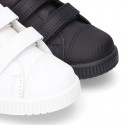 Washable Nappa leather kids sporty shoes laceless and with reinforced toe cap.