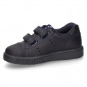 Washable Nappa leather kids sporty shoes laceless and with reinforced toe cap.