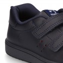 Washable Nappa leather kids sporty shoes laceless and with reinforced toe cap.