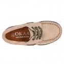 Classic Suede leather Boat shoes with shoelaces and thick soles for kids.