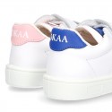 New Okaa Tennis shoes with LEATHER INSOLE and velcro strap for kids.