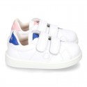 New Okaa Tennis shoes with LEATHER INSOLE and velcro strap for kids.