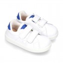 New Okaa Tennis shoes with LEATHER INSOLE and velcro strap for kids.