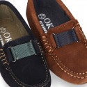 New Classic Suede leather Moccasin shoes with ribbon detail mask.