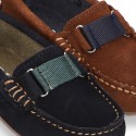 New Classic Suede leather Moccasin shoes with ribbon detail mask.