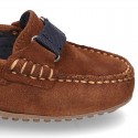 New Classic Suede leather Moccasin shoes with ribbon detail mask.