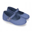 New LINEN canvas Mary Jane shoes with thin buckle fastening.