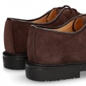 Zapato colegial tipo Blucher con cordones en piel lisa Boxcalf.