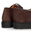 Zapato colegial tipo Blucher con cordones en piel lisa Boxcalf.