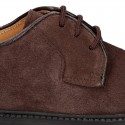 Zapato colegial tipo Blucher con cordones en piel lisa Boxcalf.