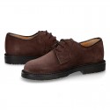 Zapato colegial tipo Blucher con cordones en piel lisa Boxcalf.