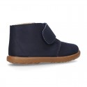 New Casual little ankle boots shoes with VELCRO strap in waxed canvas.