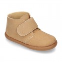 New Casual little ankle boots shoes with VELCRO strap in waxed canvas.