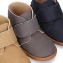 New Casual little ankle boots shoes with VELCRO strap in waxed canvas.