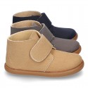 New Casual little ankle boots shoes with VELCRO strap in waxed canvas.