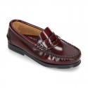 New classic formal Moccasin shoes with detail mask in Antik leather.