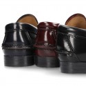 New classic formal Moccasin shoes with detail mask in Antik leather.