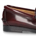 New classic formal Moccasin shoes with detail mask in Antik leather.