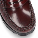 New classic formal Moccasin shoes with detail mask in Antik leather.