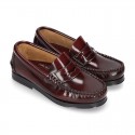 New classic formal Moccasin shoes with detail mask in Antik leather.