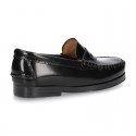 New classic formal Moccasin shoes with detail mask in Antik leather.