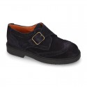 New Suede leather School Oxford shoes with buckle fastening for kids.