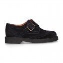 New Suede leather School Oxford shoes with buckle fastening for kids.