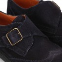 New Suede leather School Oxford shoes with buckle fastening for kids.