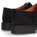New Suede leather School Oxford shoes with buckle fastening for kids.