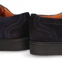 New Suede leather School Oxford shoes with buckle fastening for kids.