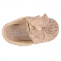 New Wool knit bootie home shoes with velcro strap and BOW design.