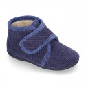 Little corduroy home bootie shoes with velcro strap.