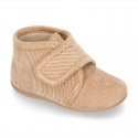 Little corduroy home bootie shoes with velcro strap.