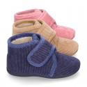 Little corduroy home bootie shoes with velcro strap.