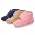 Little corduroy home bootie shoes with velcro strap.