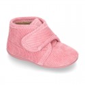 Little corduroy home bootie shoes with velcro strap.