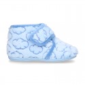 New Wool knit ankle home shoes with velcro strap and little CLOUDS design.