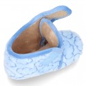 New Wool knit ankle home shoes with velcro strap and little CLOUDS design.