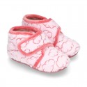 New Wool knit ankle home shoes with velcro strap and little CLOUDS design.