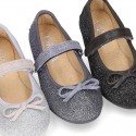 New Autumn Winter METAL Canvas Little Mary Jane shoes with velcro strap.