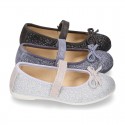 New Autumn Winter METAL Canvas Little Mary Jane shoes with velcro strap.