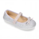 New Autumn Winter METAL Canvas Little Mary Jane shoes with velcro strap.