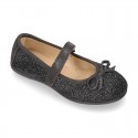 New Autumn Winter METAL Canvas Little Mary Jane shoes with velcro strap.